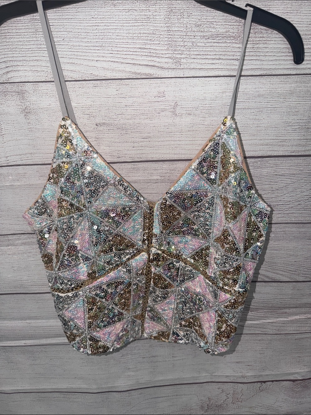 Miss Me Pastel Sequin Geometric Cami Top✨🩷✨🤍✨